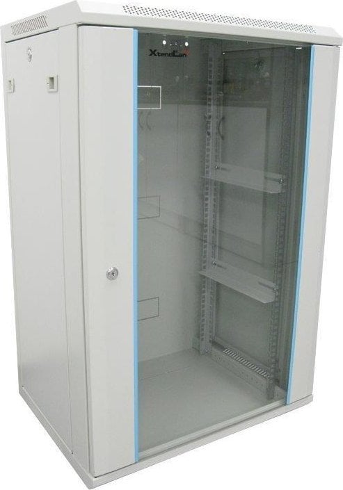 Szafa XtendLan 19" szafa rackowa 22U 600x600, nosność 60 kg, szklane drzwi dymne, spawany, szary