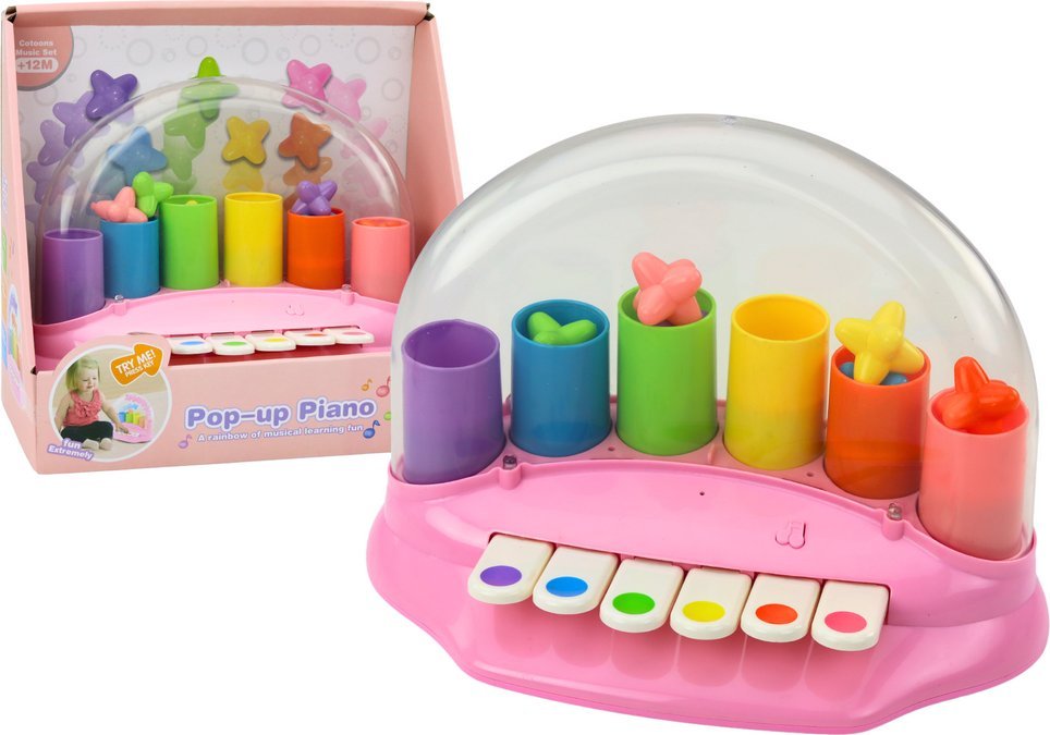 LeanToys Pianinko Interaktywne Z Wyskakującymi Gwiazdkami Różowe