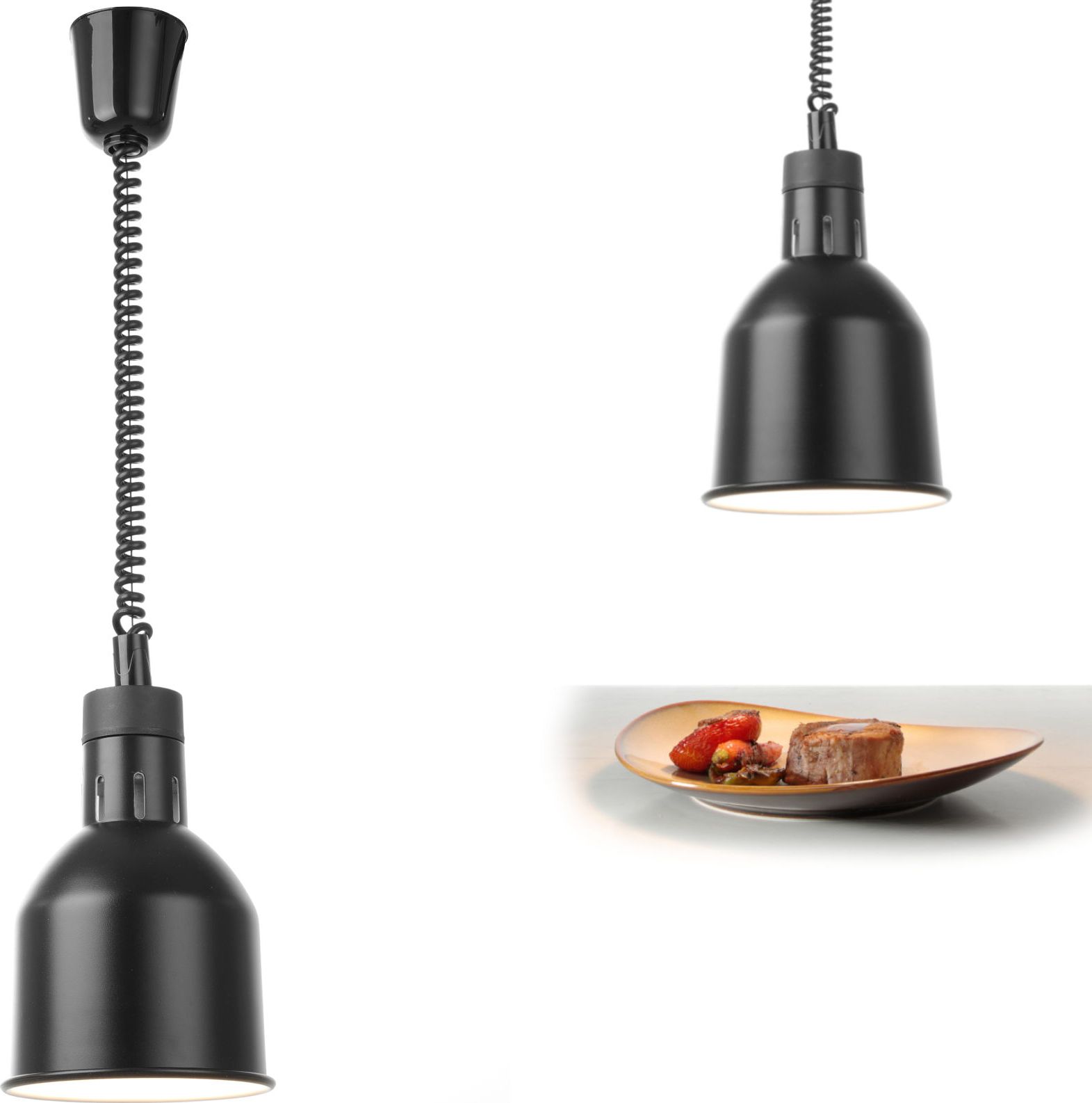 Hendi Lampa do podgrzewania potraw - wisząca cylindryczna stożkowa czarna śr. 175mm 250W - Hendi 273852 Lampa do podgrzewania potraw - wisząca cylindr