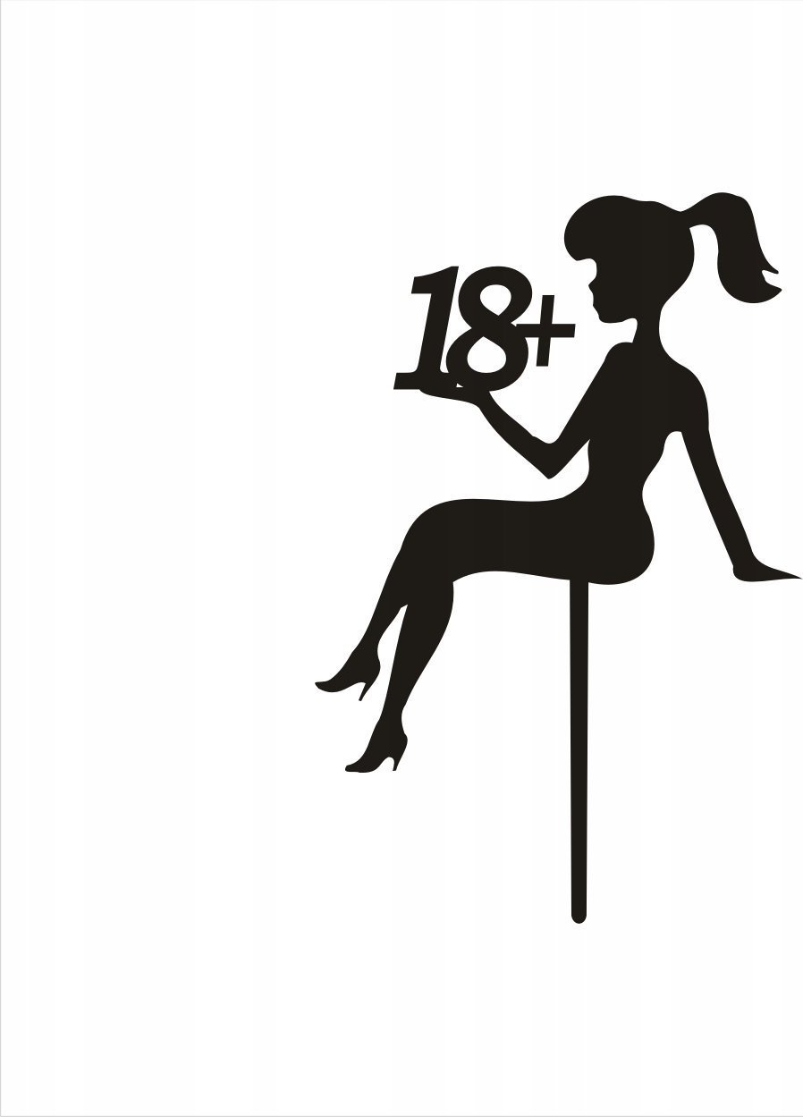 details Topper na tort 18lat girl pleksi czarny + GRATIS
