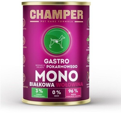 4Vets CHAMPER GASTRO jedno białkowa wołowina mokra karma dla psa 400g