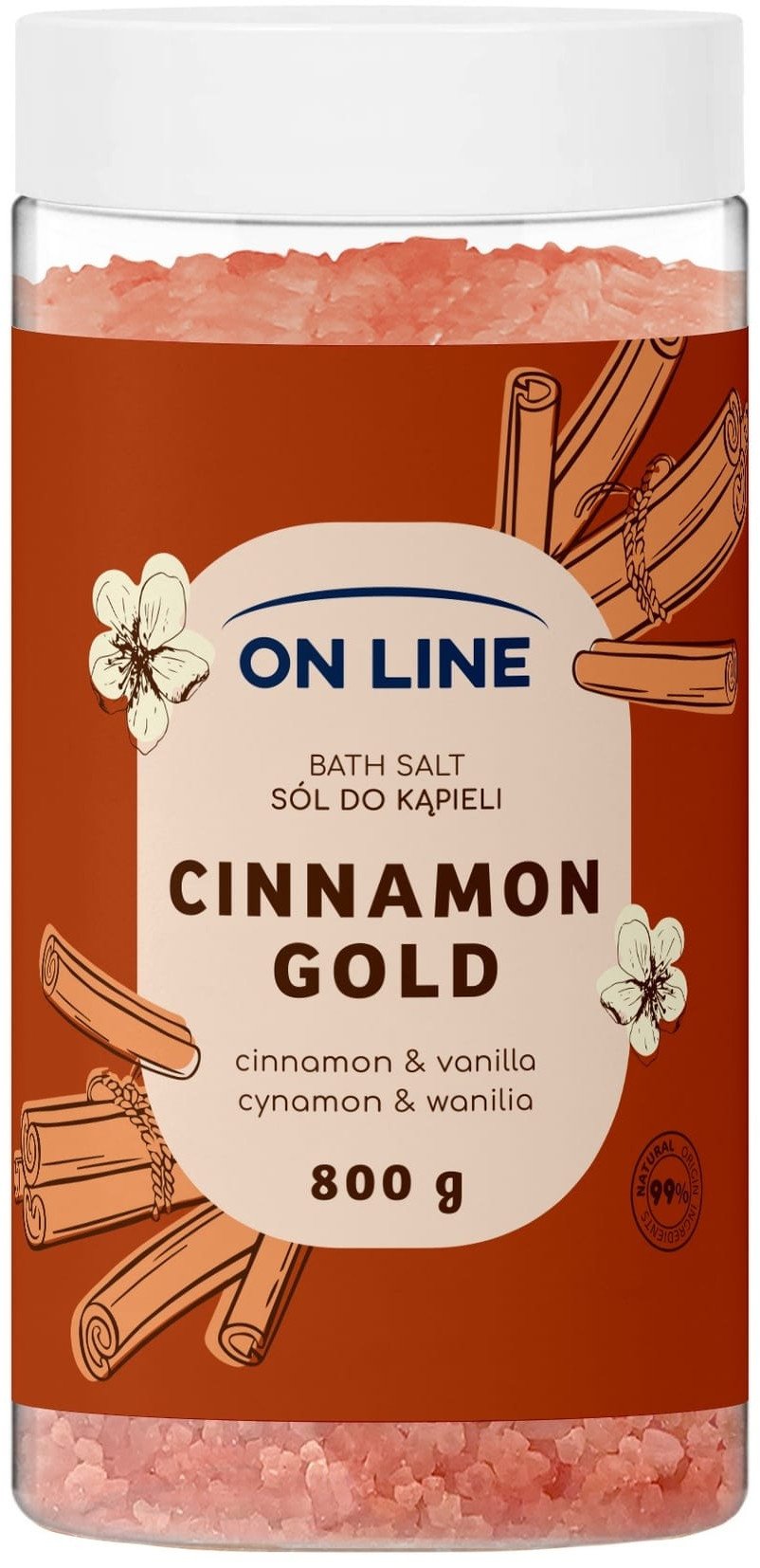 ON LINE Sól do kąpieli Cinnamon Gold 800 g
