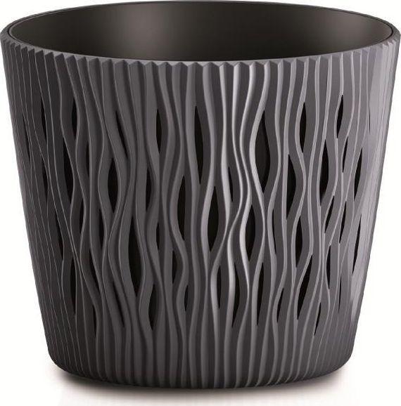 Prosperplast Doniczka SANDY ROUND - antracytowy śr.19cm