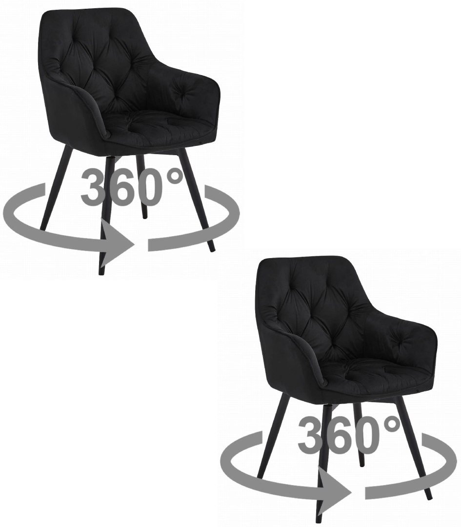 Krzesło JORK360 - czarny aksamit / nogi czarne x 2