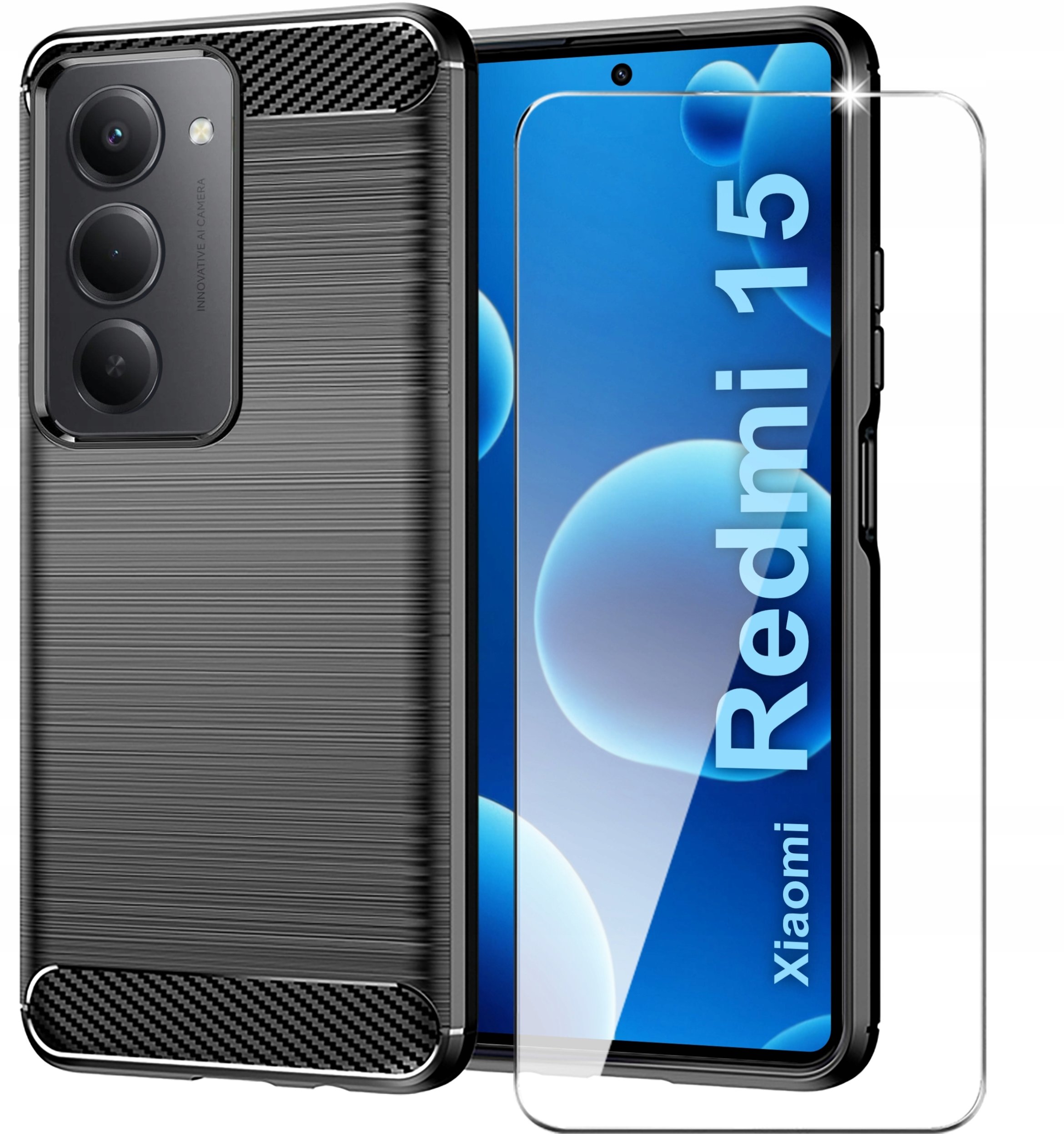 Etui do Xiaomi Redmi 15 4G | 5G Pancerne Carbon CASE + Szkło 9H