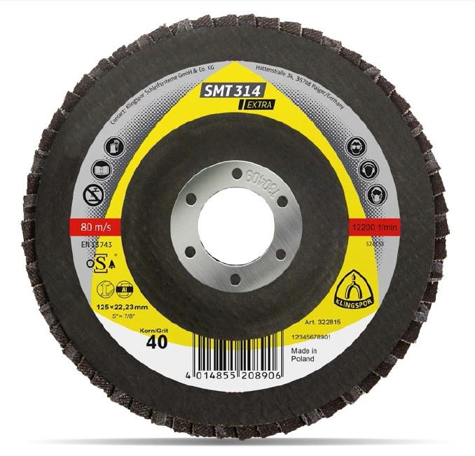 Klingspor Ściernica listkowa 115mm SMT314 EXTRA granulacja 40 - 322809