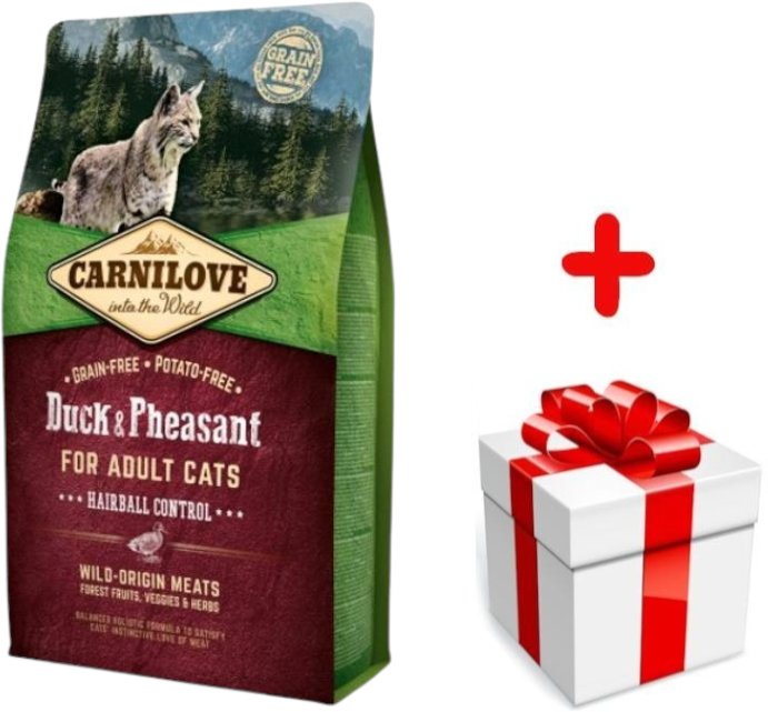 CARNILOVE Cat Duck & Pheasant Hairball Control 2kg + niespodzianka dla kota GRATIS!