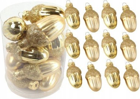Kaemingk Bombki złote szklane żołędzie zestaw 12 sztuk 4 cm