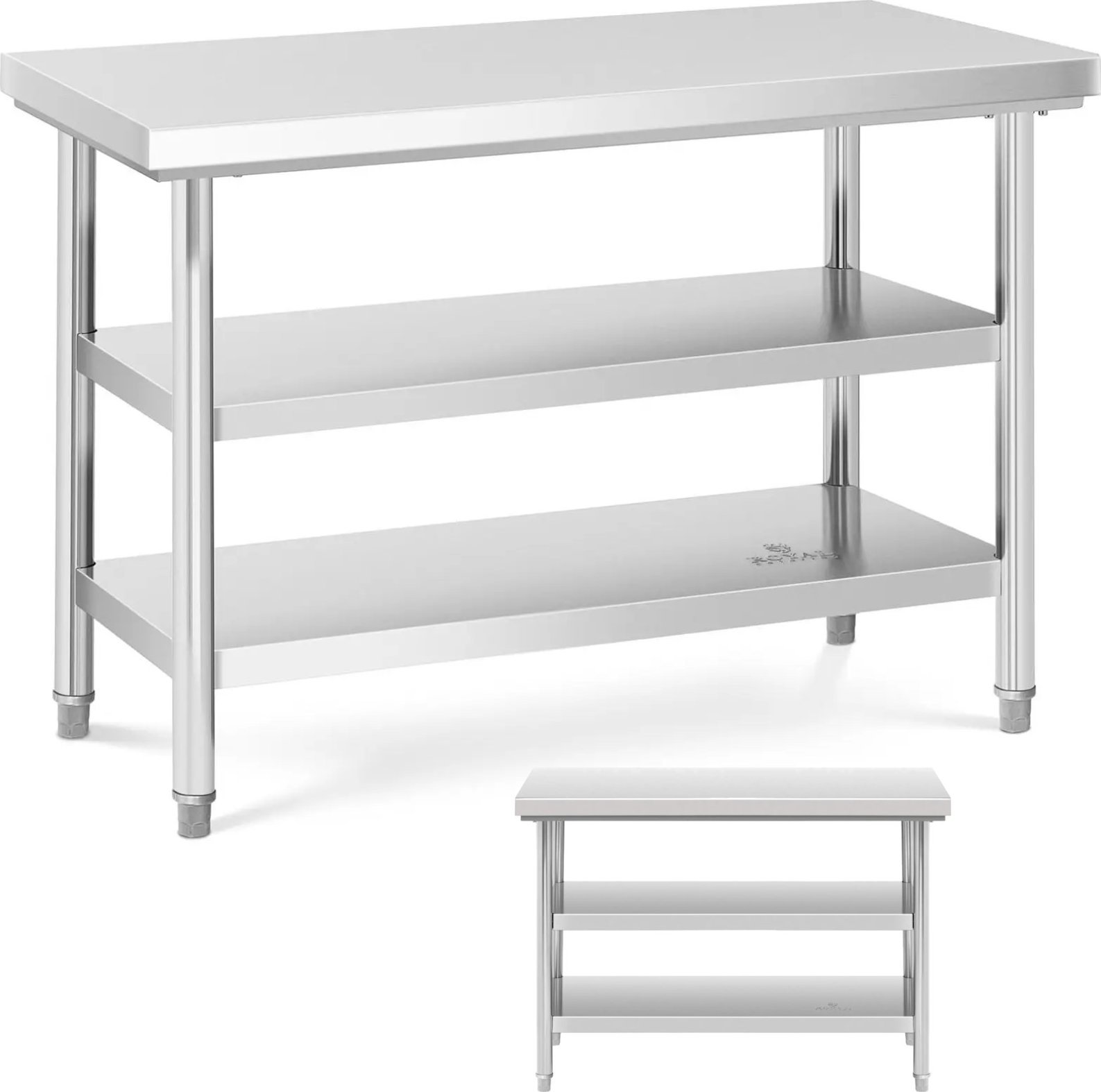 Stół blat roboczy centralny stalowy 3 poziomy 120 x 60 cm do 600 kg Stół blat roboczy centralny stalowy 3 poziomy 120 x 60 cm do 600 kg