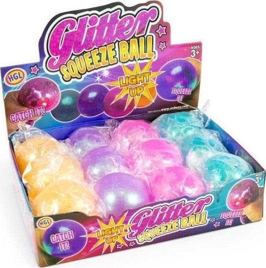 Brokatowa piłka ze światełkiem 7cm MIX