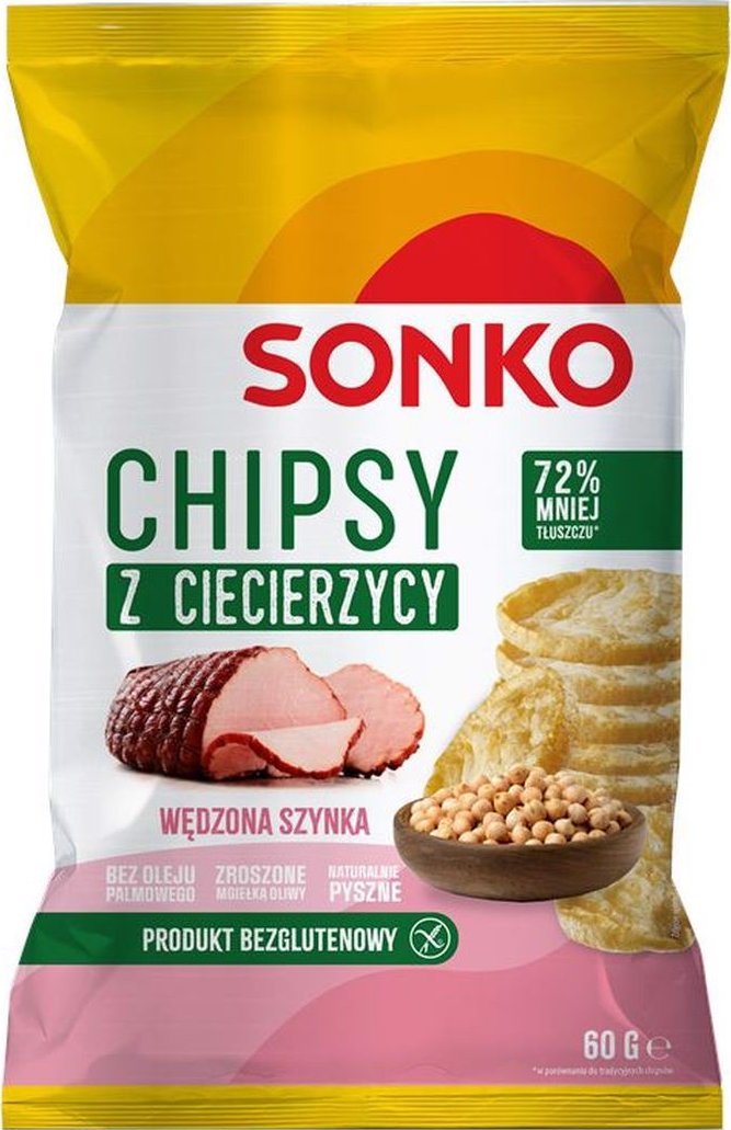 SONKO Sonko Chipsy z ciecierzycy wędzona szynka 60 g
