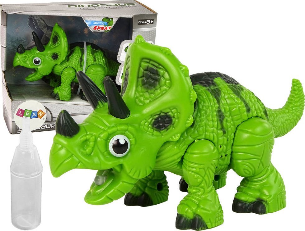 Figurka LeanToys Interaktywny Dinozaur Triceratops Para Wodna Dźwięk Zielony