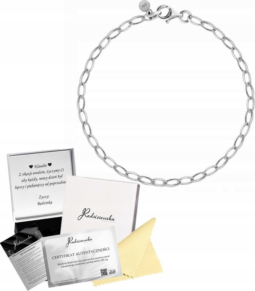 Radziszewska Jewellery BRANSOLETKA SREBRNA NA CHARMSY 925 ZAWIESZKI PREZENT BIŻUTERIA ŻYCZENIA