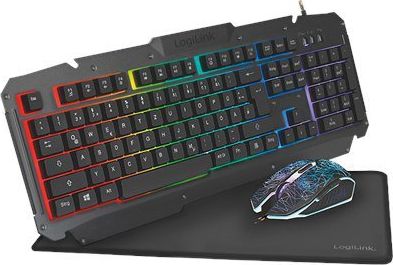 LogiLink Logilink Gaming-Set, keyboard, mouse and mouspad ID0185 Keyboard and Mouse Combo, Keyboard layout German