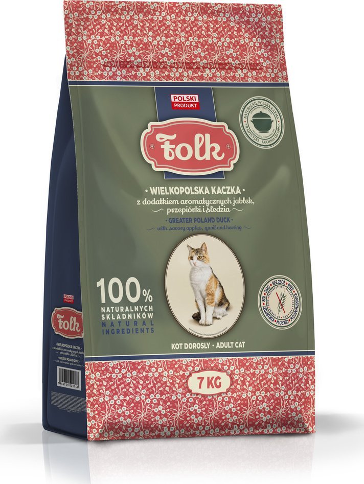 Folk Karma sucha dla kota FOLK Wielkopolska kaczka z dodatkiem jabłek, przepiórki i śledzia 7 kg