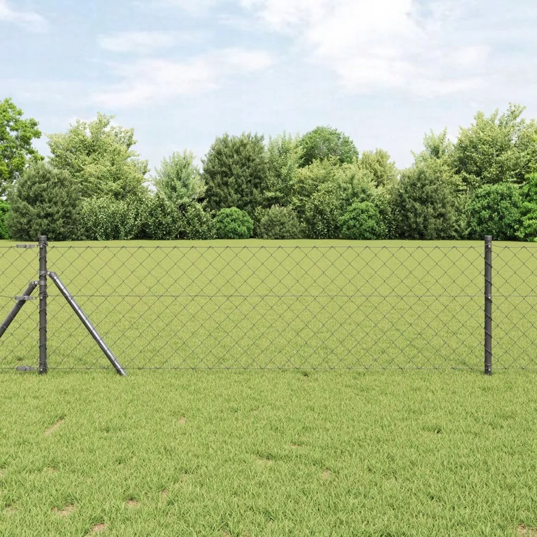 vidaXL Ogrodzenie ze stali z 7 słupkami 0.8 x 10 m