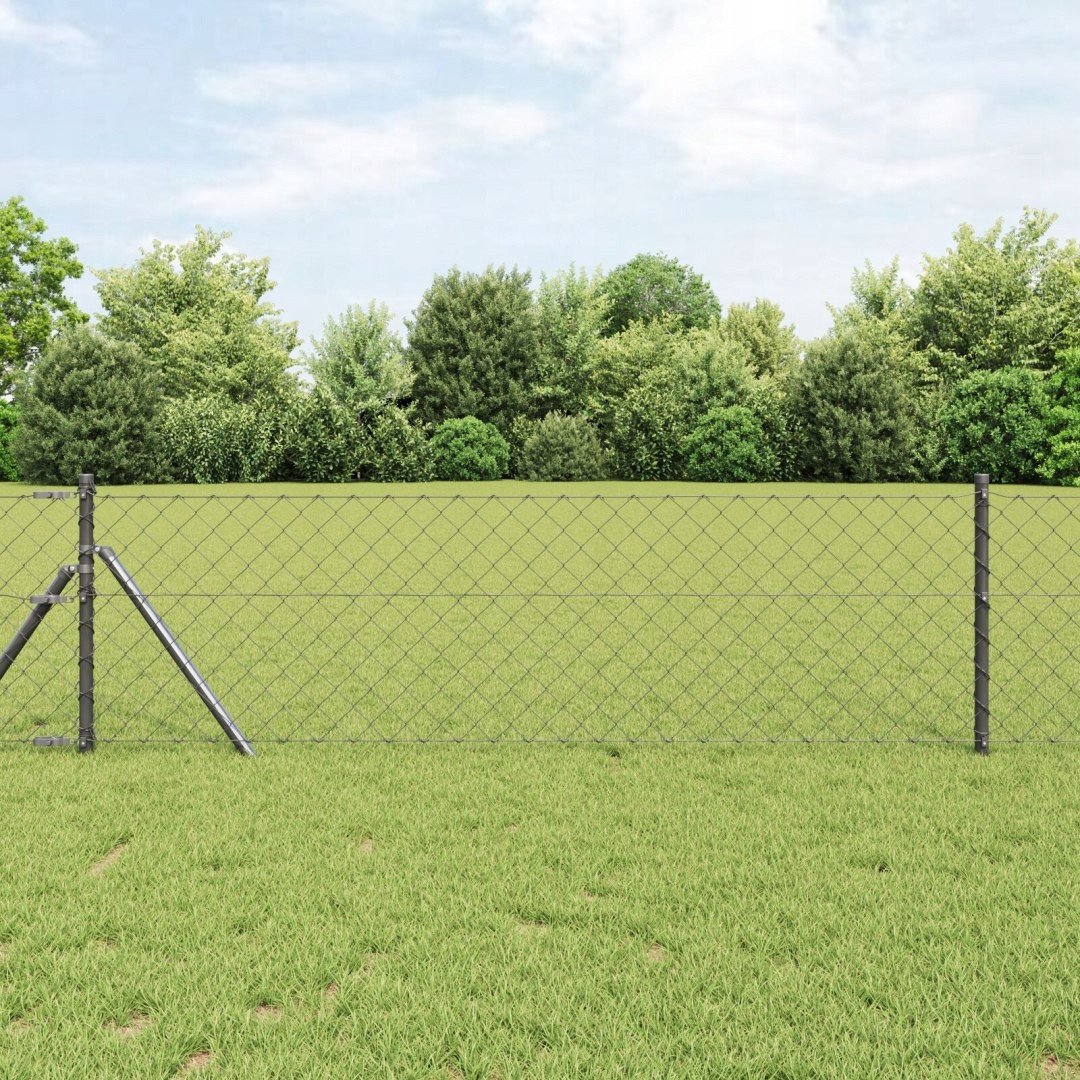 vidaXL Ogrodzenie ze stali z 7 słupkami 0.8 x 10 m