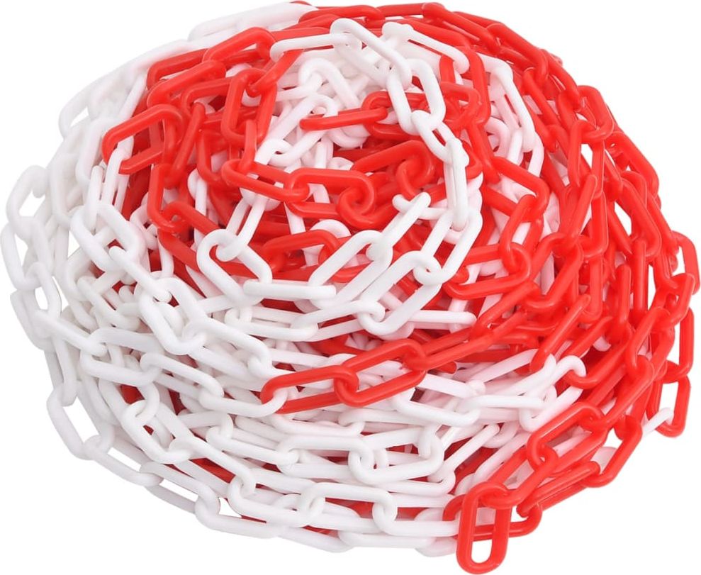 vidaXL Łańcuch ostrzegawczy, czerwono-biały, 100 m, 4 mm, plastikowy