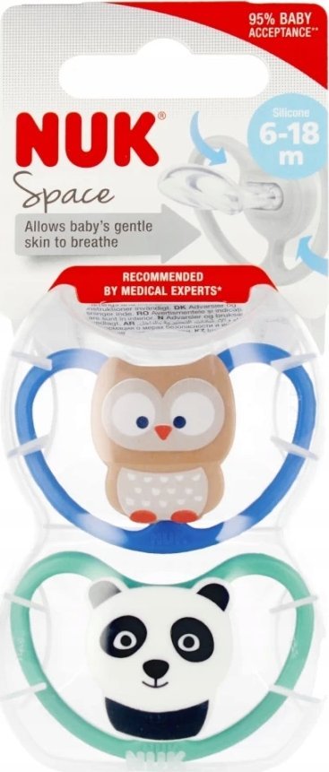 NUK 440499 SMOCZEK SILIKONOWY SPACE 6-18 2SZT 527863, 736366
