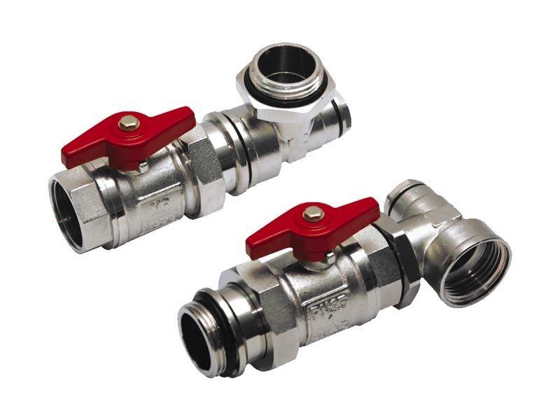 KAN-therm Set kątowy G1"xG1" komplet zaworów ze śrubunkiem z kolankami K-600500