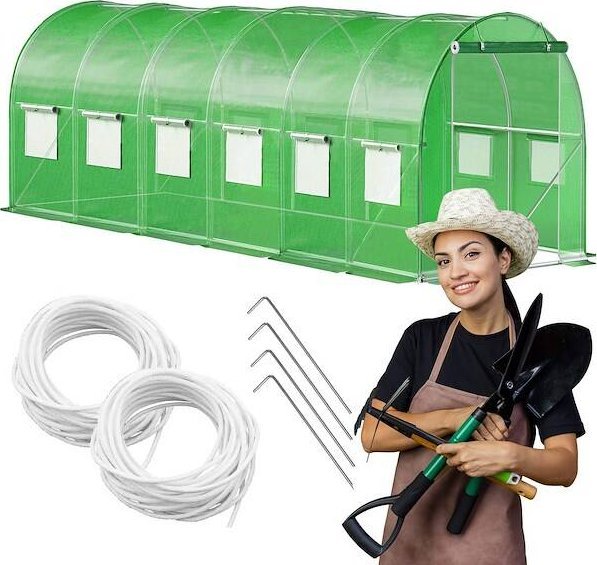 Springos Szklarnia ogrodowa foliowa UV4 140g/m2 6x3x2 m zielona UNIWERSALNY