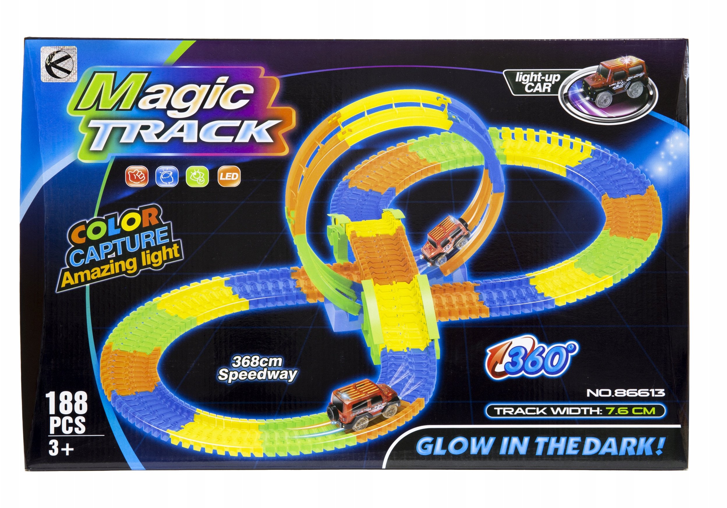 Tor samochodowy świecący w ciemności