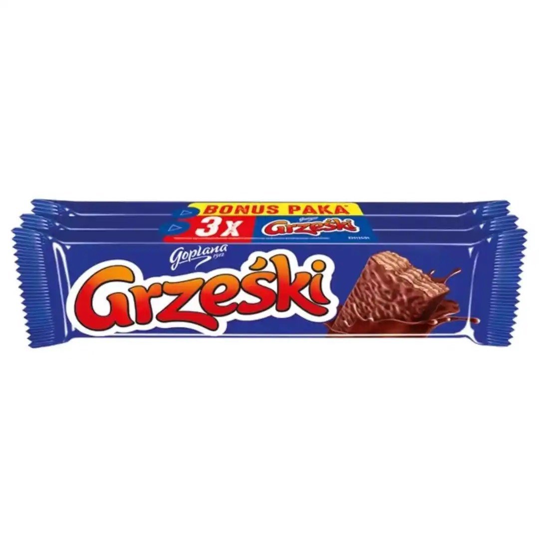 Grześki kakaowe w czekoladzie deserowej Bonus Paka 3x36g, 108g