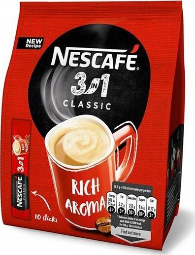 Nescafe Kawa NESCAFE CLASSIC 3w1 rozpuszczalna 10 x paluszek 1,65g