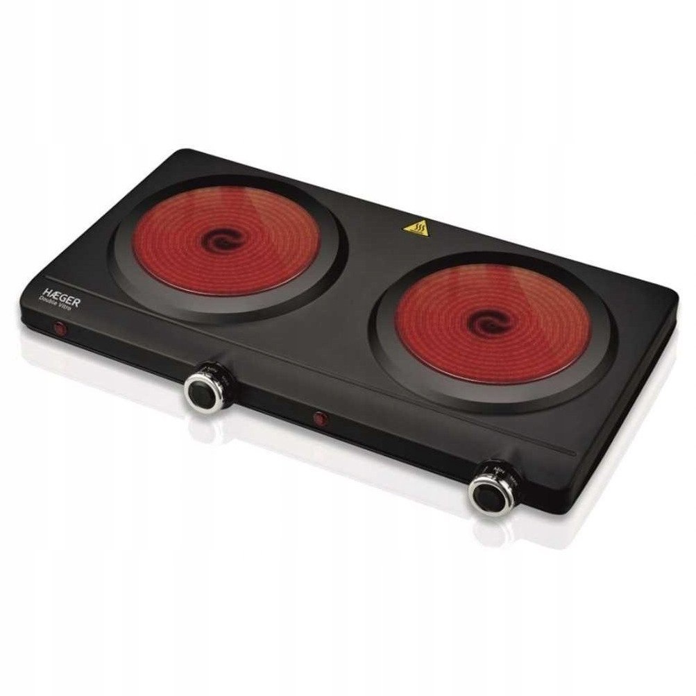 Płyta wolnostojąca Haeger HP-02V.016A Podwójna płyta szklana na podczerwień płyta stołowa z 2 elementami grzejnymi 2500W