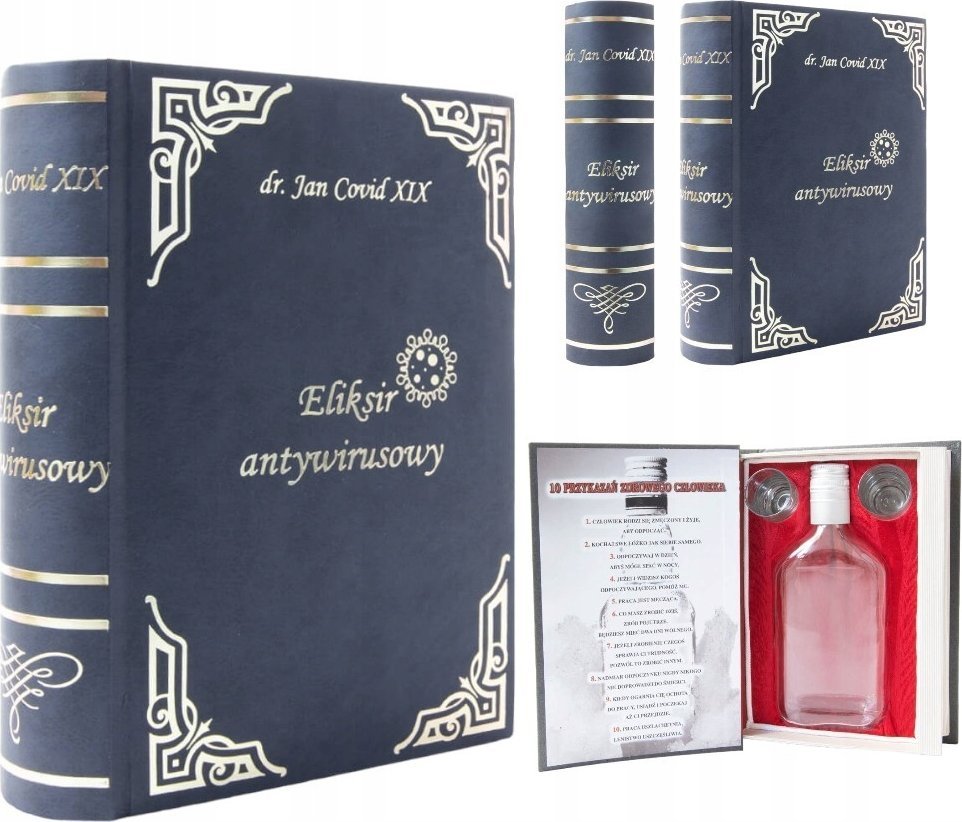 Bimberek Książka na alkohol ELIKSIR ANTYWIRUSOWY + butelka 350 ml na bimber