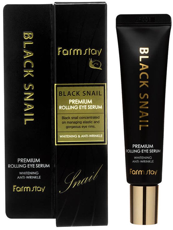Koreańskie serum pod oczy FARMSTAY BLACK SNAIL z ekstraktem ze śluzu czarnego ślimaka, 25 ml