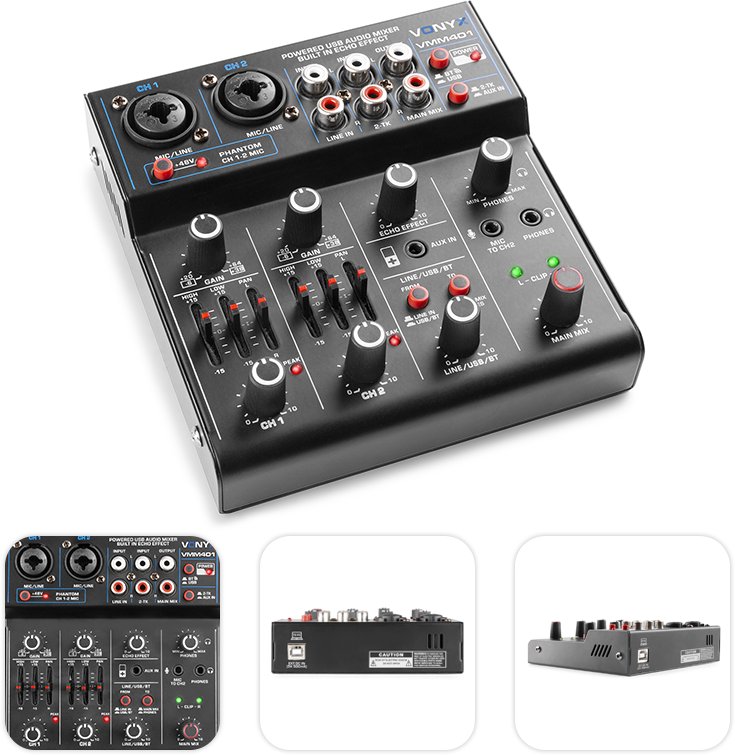 Mikser 4-kanałowy USB VMM401 Vonyx one size