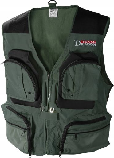Dragon Fishing Kamizelka wędkarska Team Dragon ciemnozielony XXXL KA-21-006
