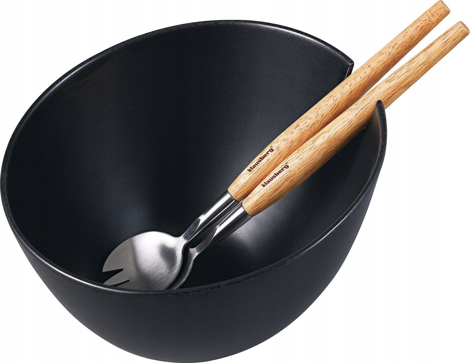 PORCELANOWA MISA 23cm DO SAŁATEK Z ŁYŻKAMI KLAUSBERG KB-7786 CZARNA