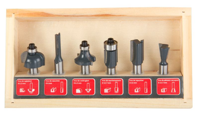 Pro-Line Zestaw frezów do drewna 8mm 6szt. 93121
