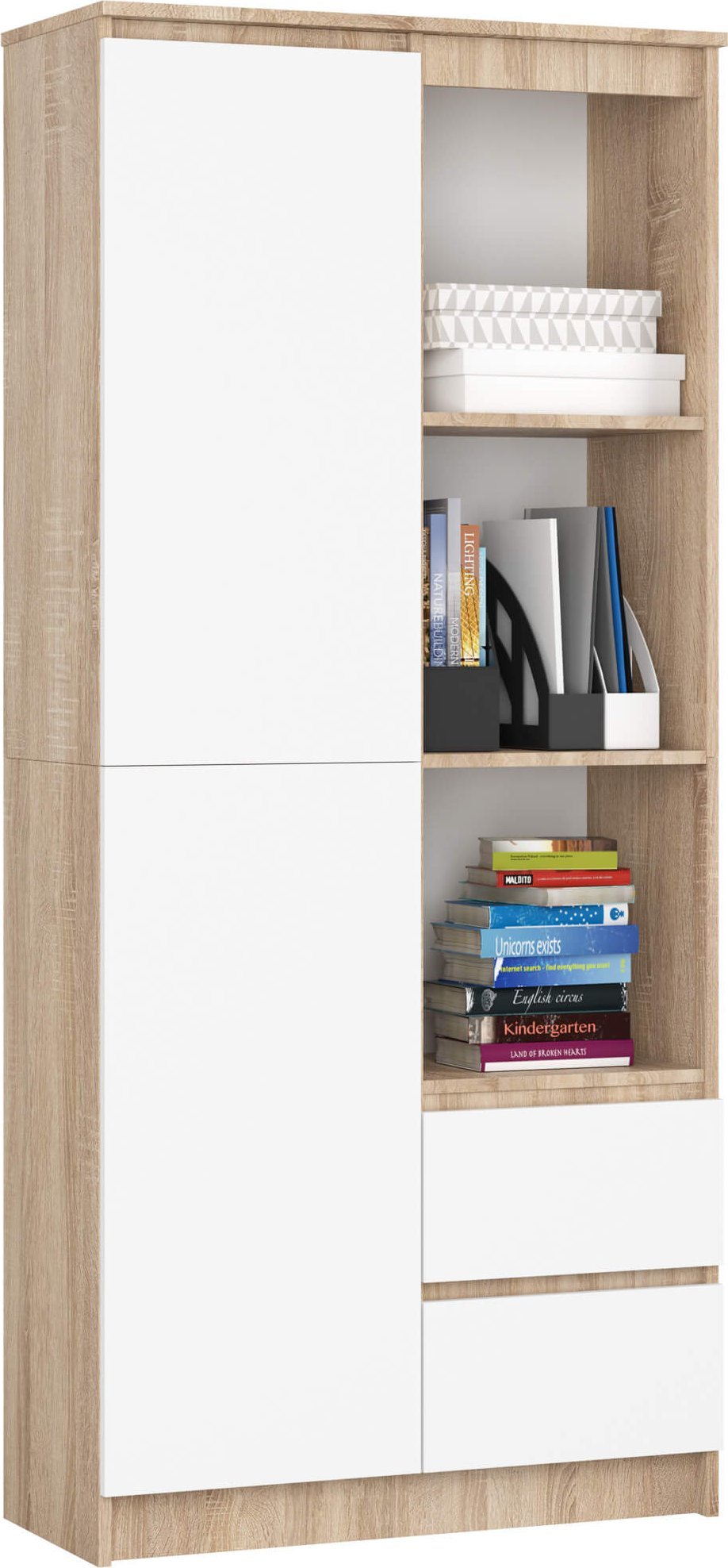 Fabryka Mebli Akord REGAŁ BIUROWY R 80 cm CLP R11 DĄB SONOMA / BIAŁY