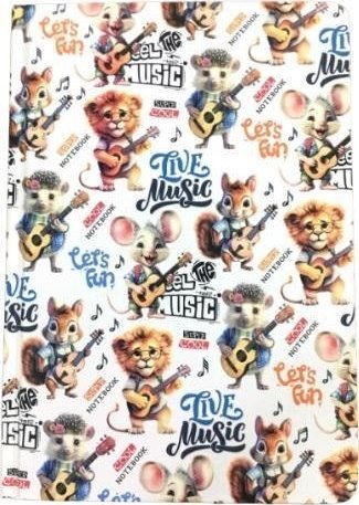 Notatnik A5/64K gładki Zwierzaki muzyka FRESH