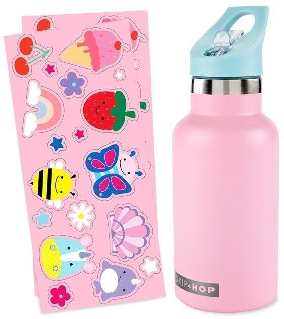 Butelka termiczna z naklejkami 380ml różowa