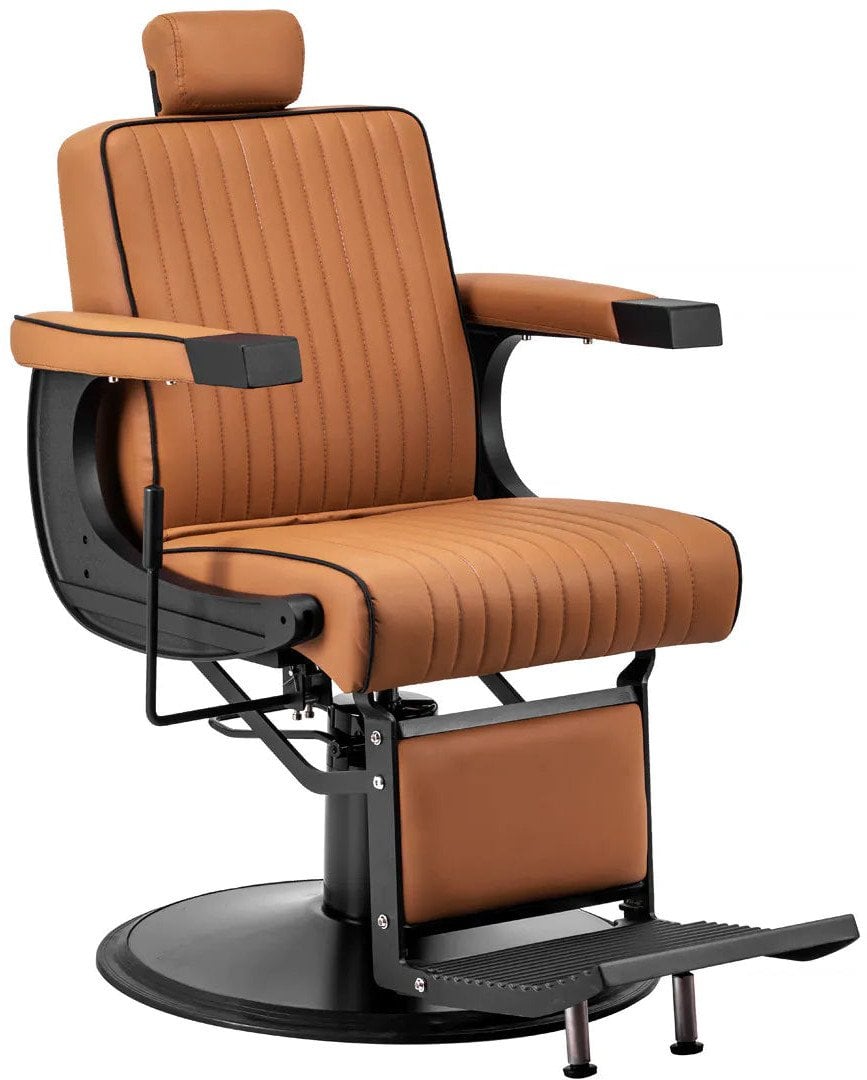 Gabbiano fotel barberski Visionerio jasnobrązowy czarna rama