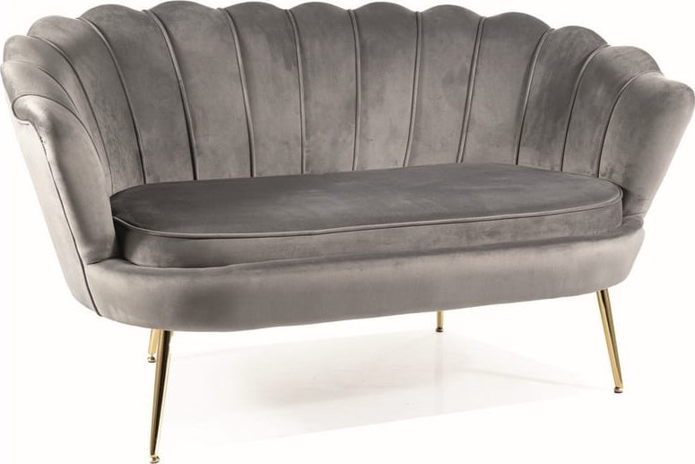 SIGNAL MEBLE Sofa do salonu glamour CAMELLIA 2 VELVET szara/złoty stelaż