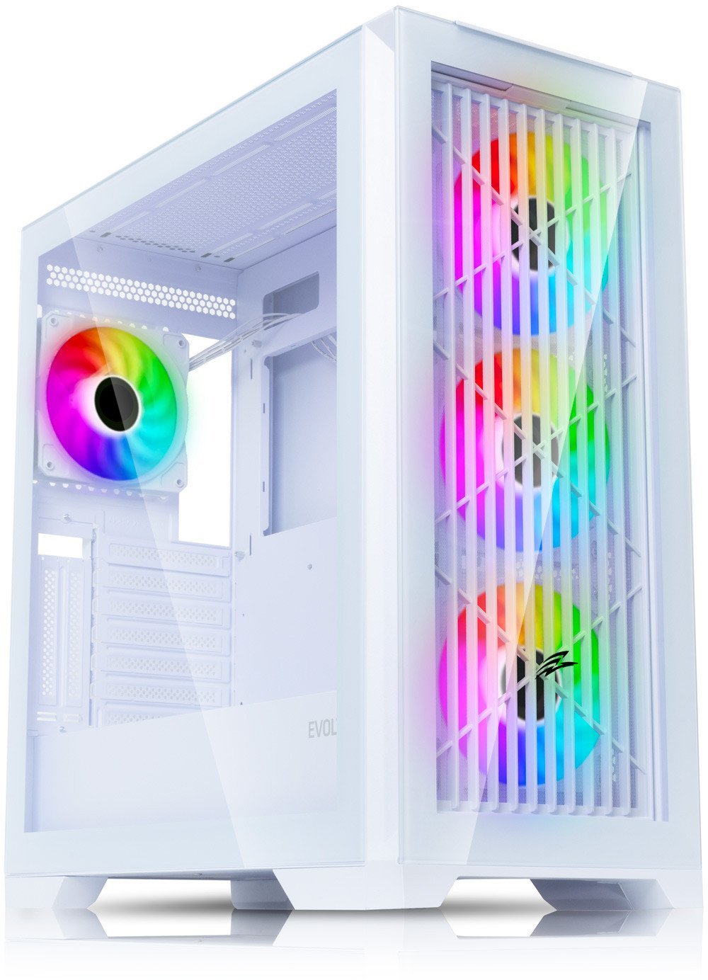 EVOLVEO Ptero Q2G, skříň ATX, 4x ARGB ventilátor, čelní+boční panel sklo, bílá