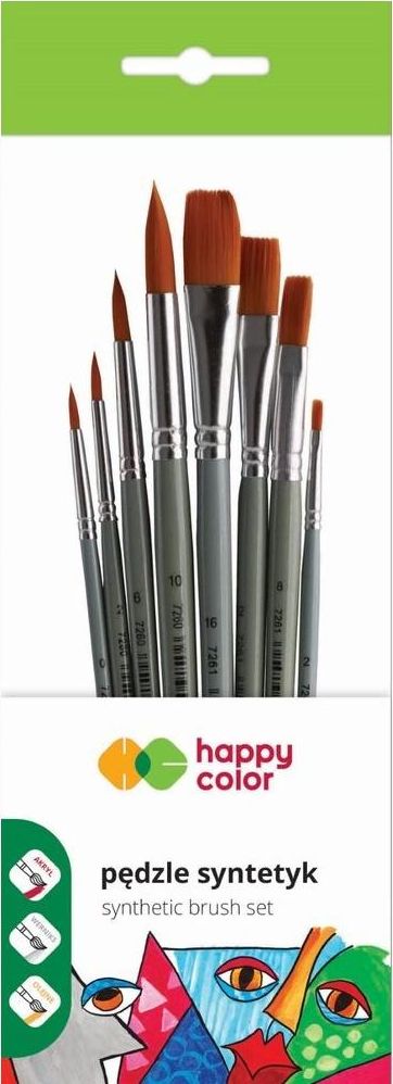 Happy Color Pędzle artystyczne mieszane 8szt HAPPY COLOR