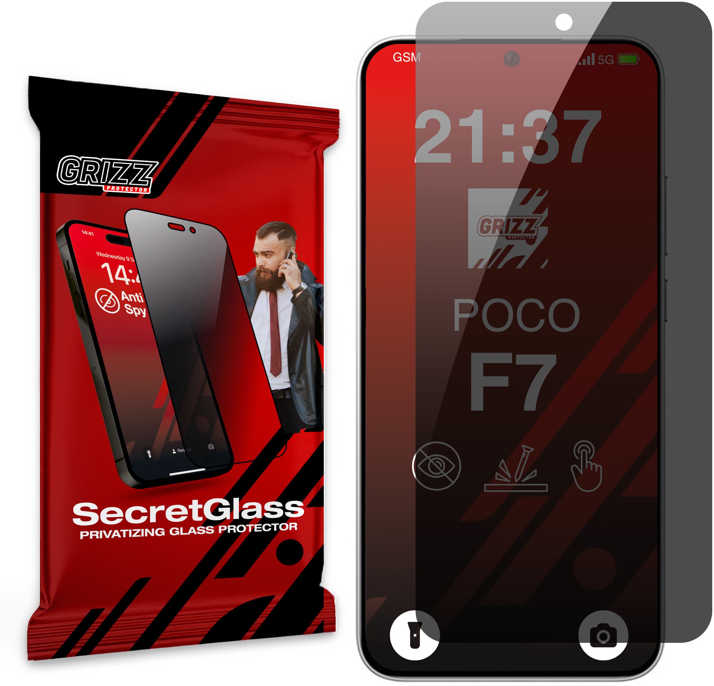 Matowe szkło prywatyzujące GrizzGlass SecretGlass do Xiaomi POCO F7 5G