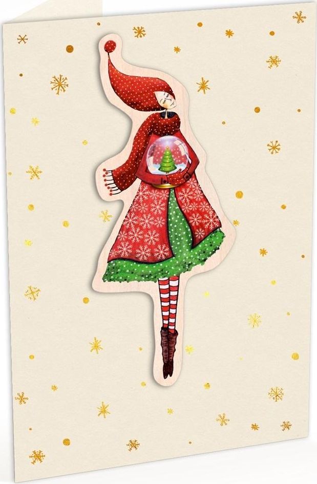 Cozywood Karnet C6 naklejany + kop. Święta Kob. Z kulą