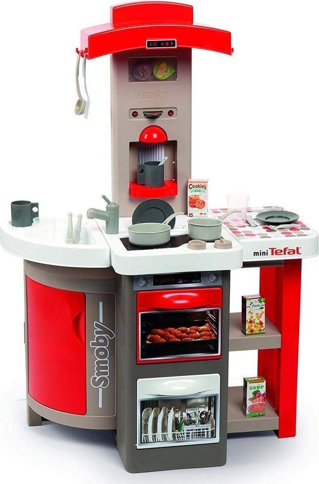VimToys Kuchnia plastikowa dla dzieci elektroniczna z dźwiękiem składana czerwona + akcesoria