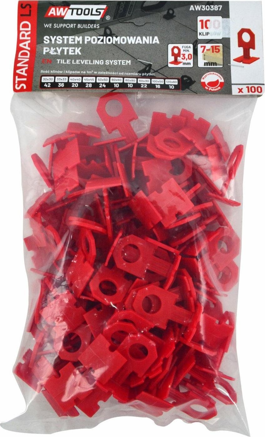 AWTools AWTOOLS SYSTEM POZIOMOWANIA PŁYTEK STANDARD 3,0mm - 7-15mm - KLIPS 100szt.