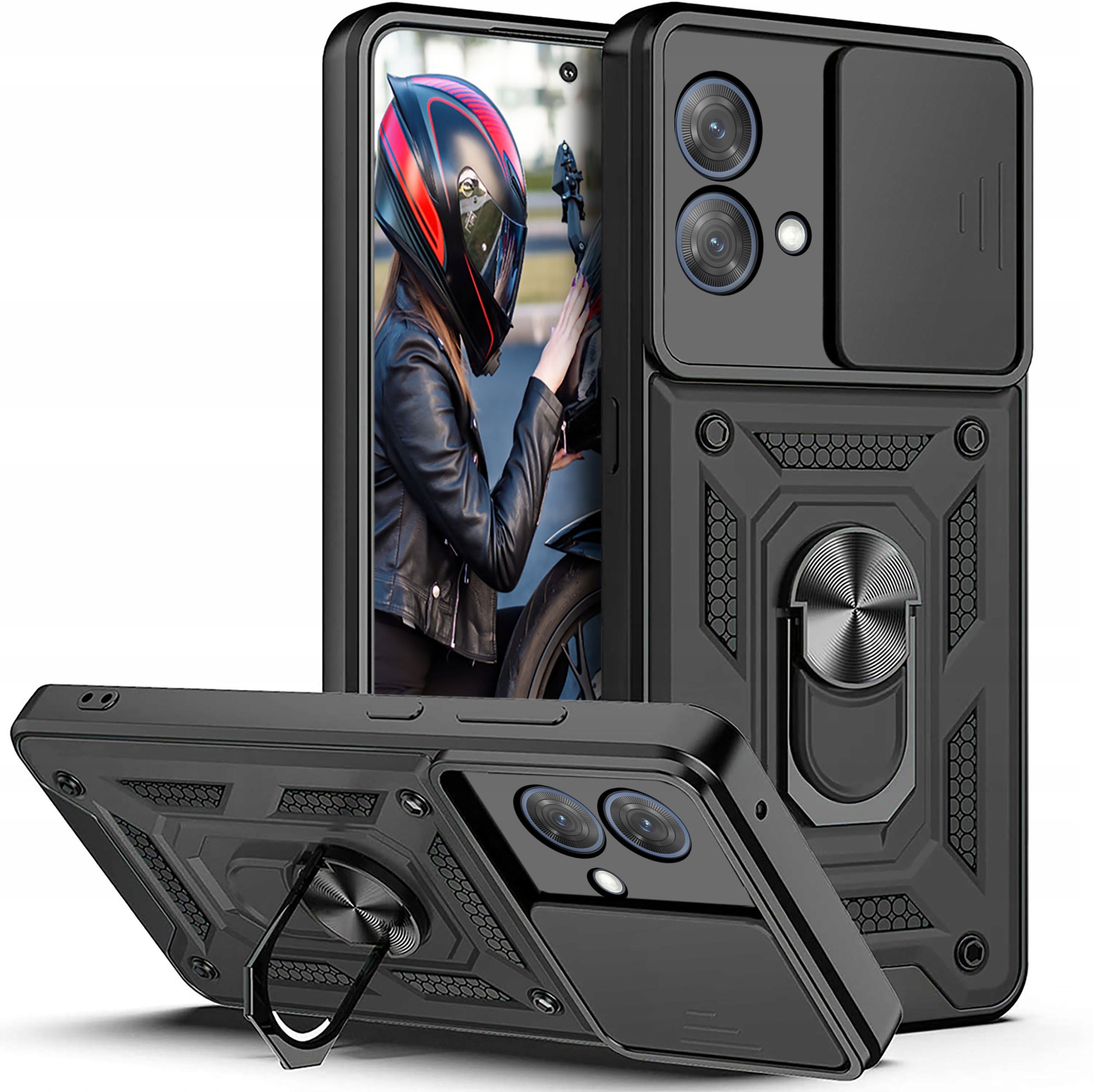 Etui do Motorola Moto G84 5G PANCERNE SLIDE RING CASE + SZKŁO 9H