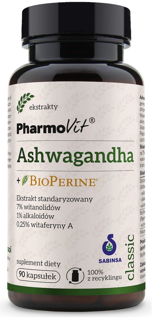 Pharmovit Ashwagandha + BioPerine suplement diety 90 kapsułek