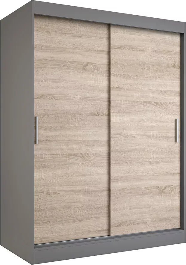Elior Szafa przesuwna 150 cm antracyt + dąb sonoma - Corina 4X