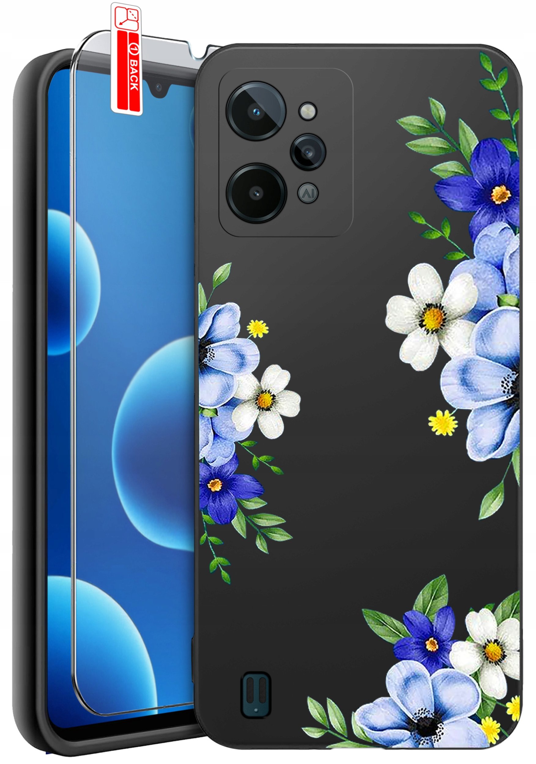 ETUI do Realme C31| WZORY | SILIKONOWE MATT CASE + SZKŁO 9H